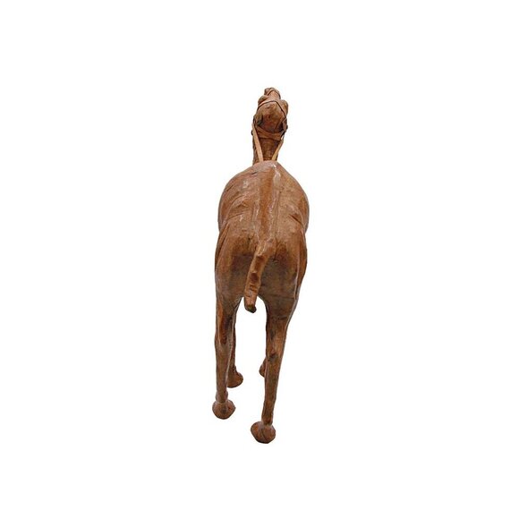 Leather Wrapped Camel Figurine 14" Dromedary Statue 1970s Vintage Brown Detailed - Picture 10 of 12